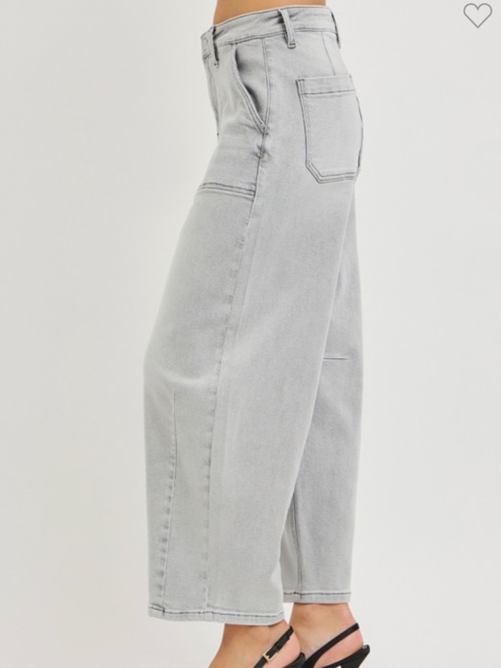 252. Risen Light Grey Slouchy Cropped Barrel Jeans NEW - Picture 2 of 3
